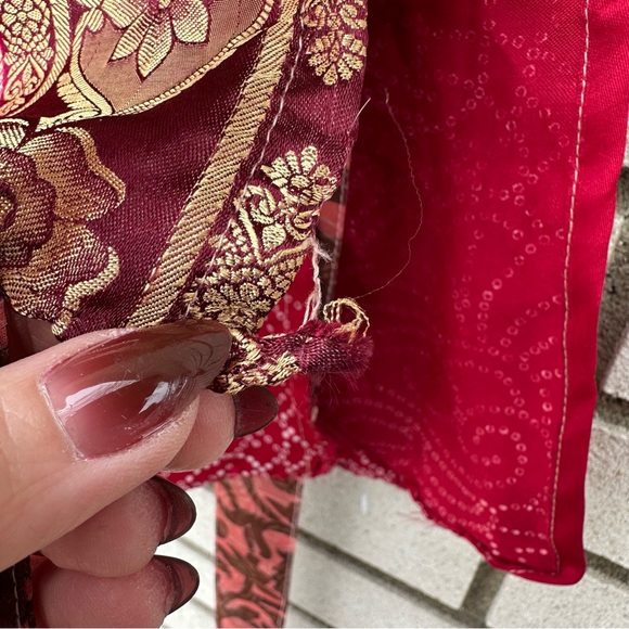 Darn Good Yarn Silk Wrap Mini Skirt Reversible Boho Patchwork Festival Pink 4-12 - Picture 4 of 8